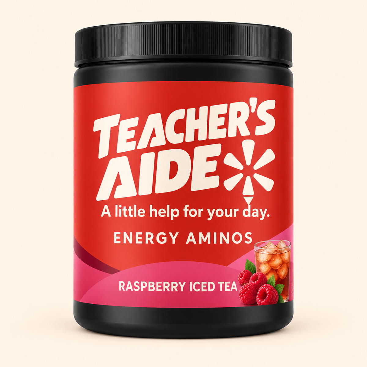 Teacher's Aide Energy Aminos Raspberry Iced Tea — illustrative packaging